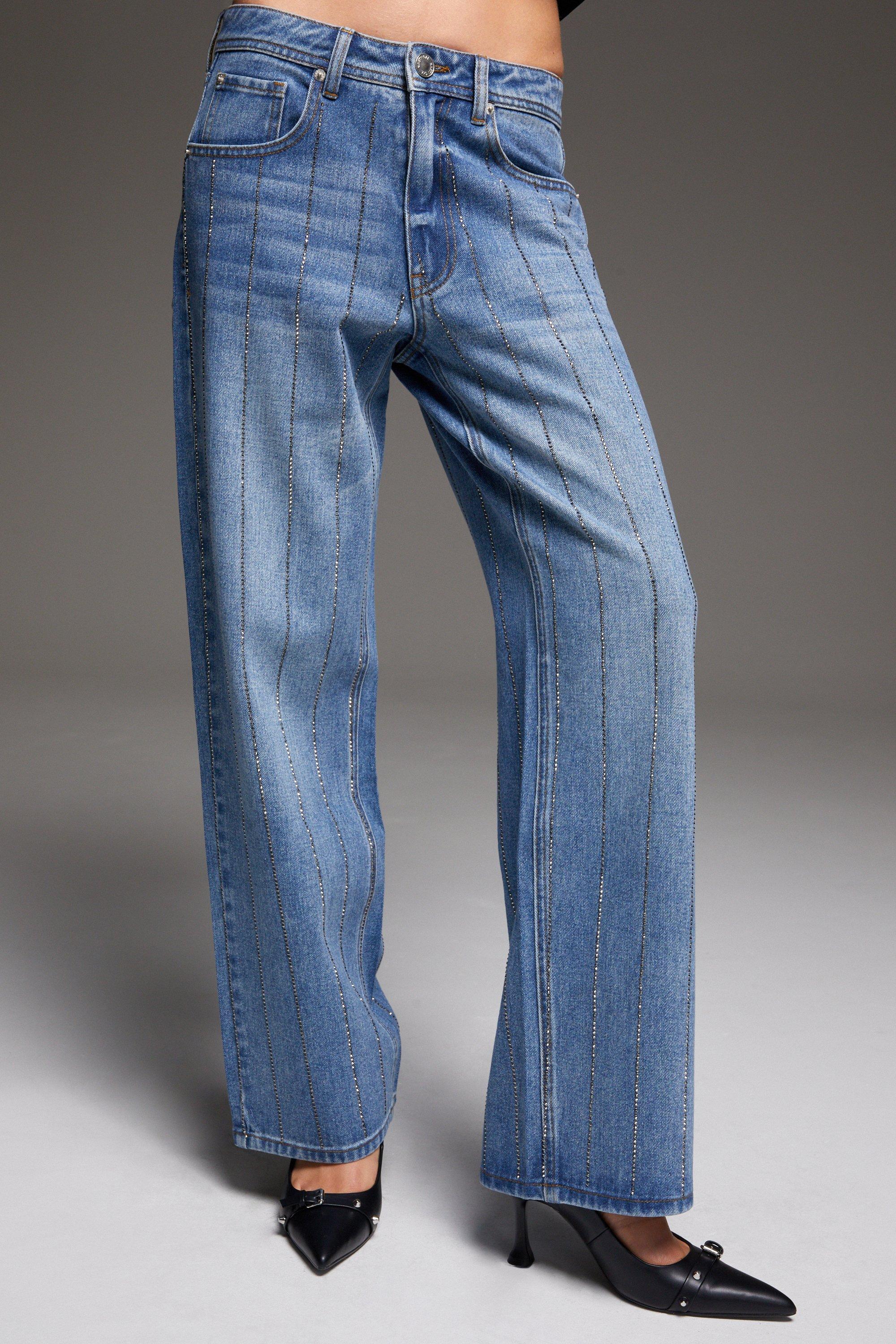 Ladies clearance pinstripe jeans